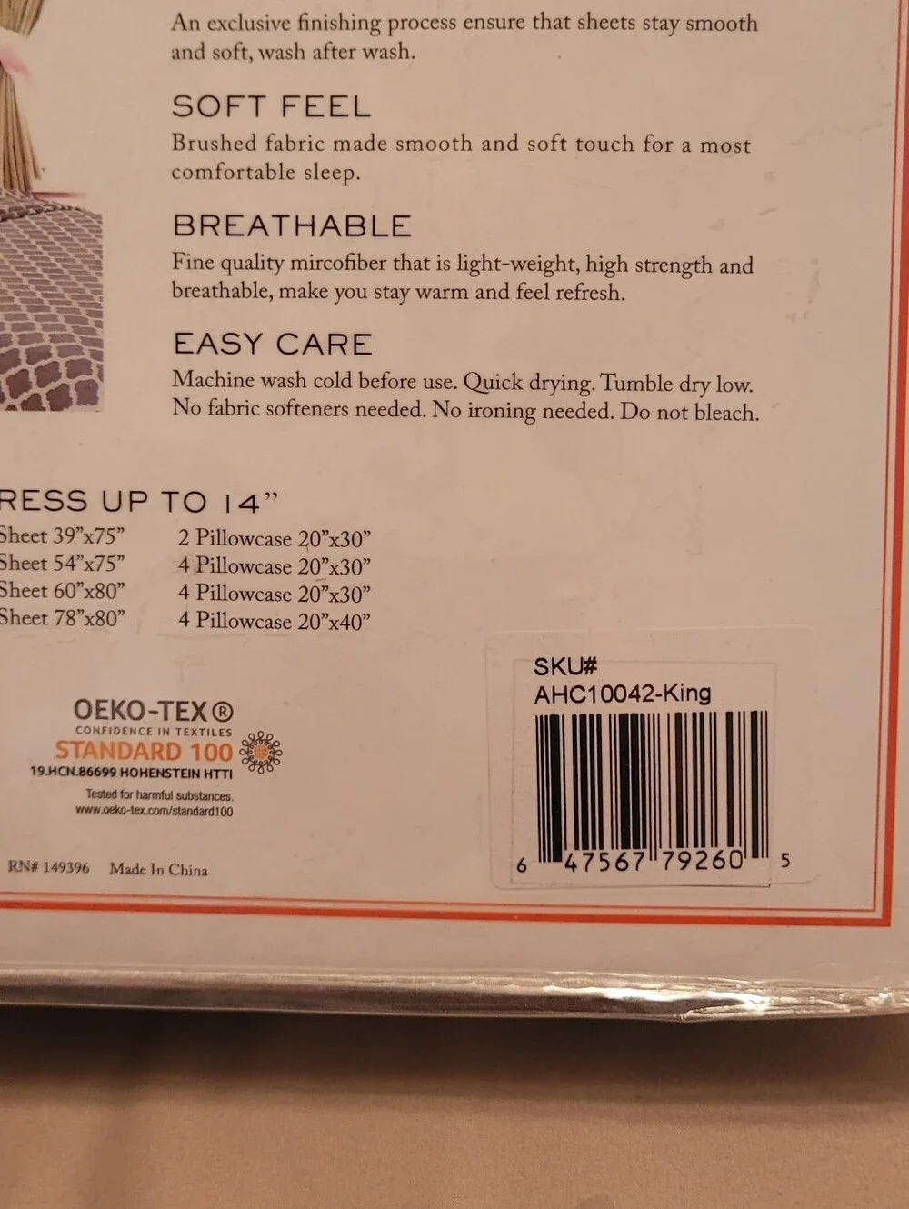 American Home Collection - Gray Geometric Deep Pocket King Sheet Set of 6